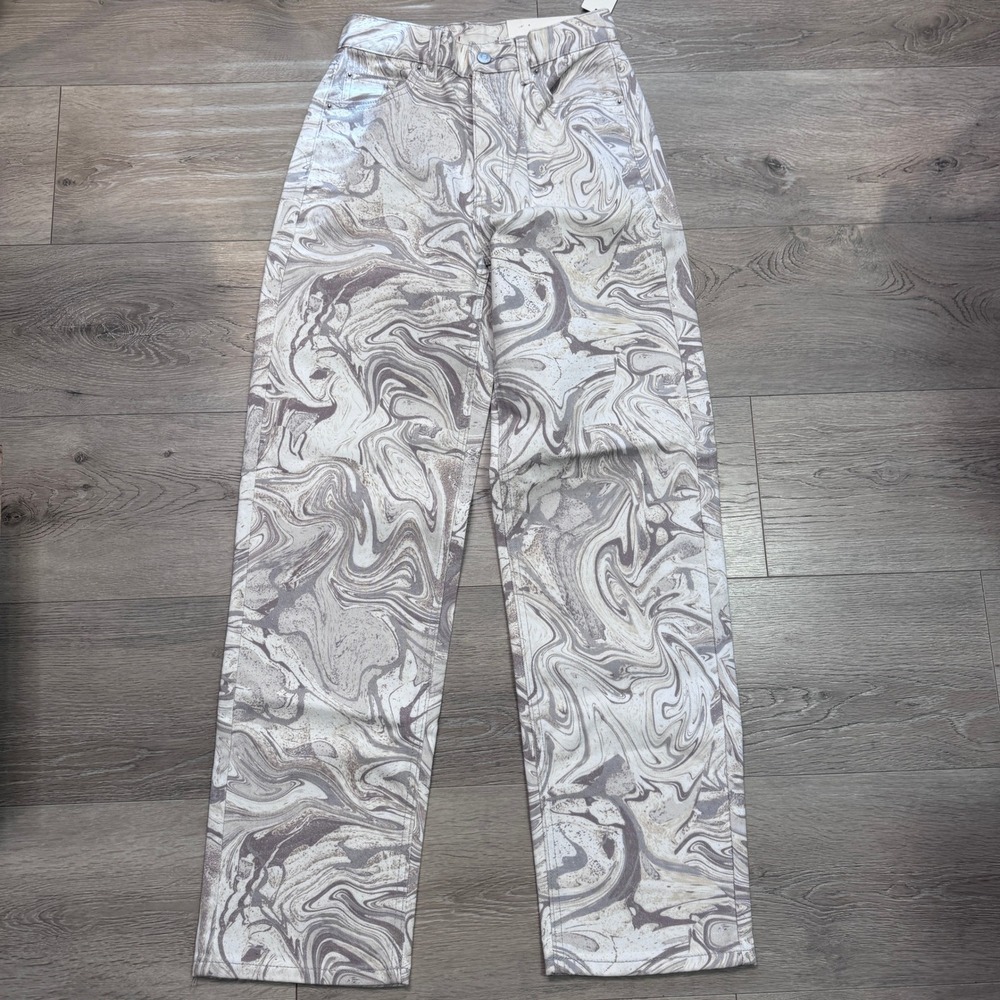 BDG Urban Outfitters High-Rise Baggy Jeans Marble Swirl Pink Rose Size‎ 25 NWT